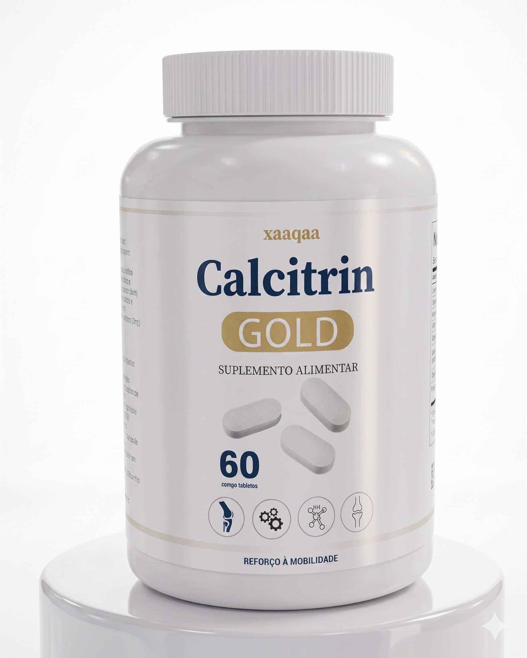 Calcitrin Gold suplemento de bienestar óseo · 60 tabletas con calcio, magnesio, vitamina D3, glucosamina y condroitina